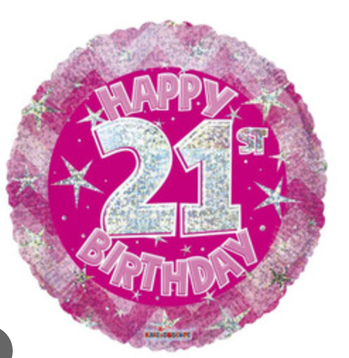 Happy 21st birthday balloon pink