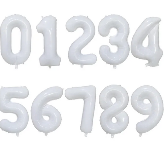 White Number Balloons