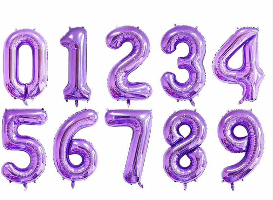 Purple Number Balloons