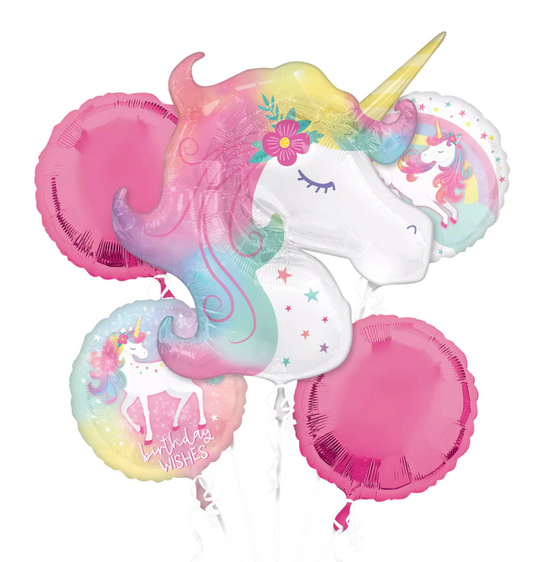 Enchanted Unicorn Birthday Foil Balloon Bouquet