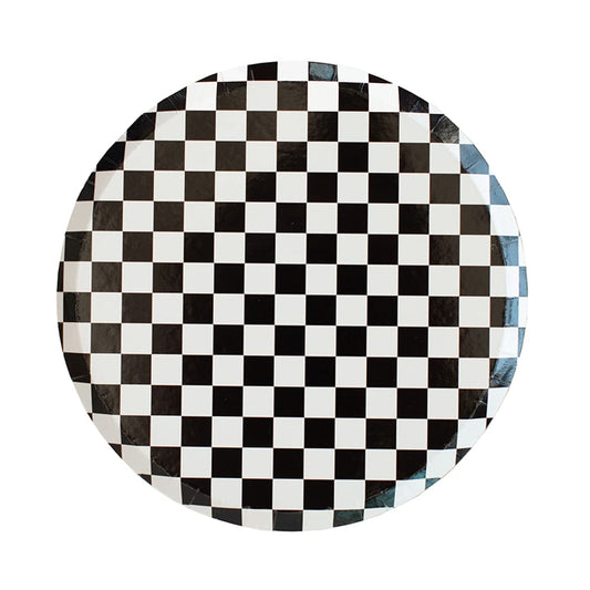 Black/White Checkered Dinner Plate
