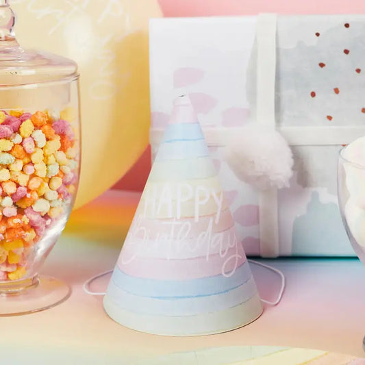 Eco Rainbow 'Happy Birthday' Paper Hats