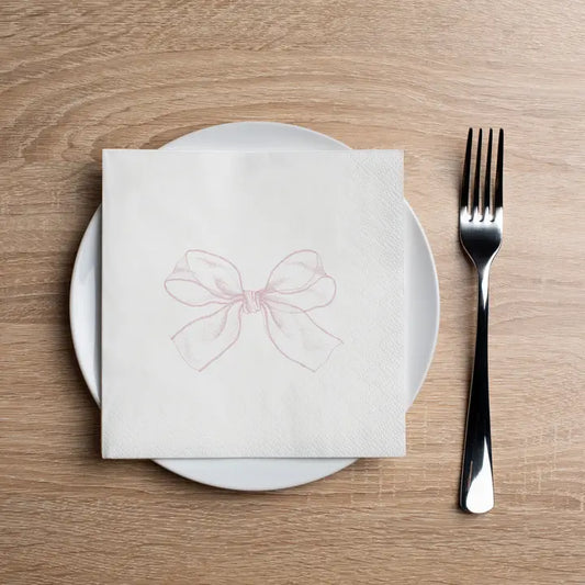 Mesh Bow Pink Cocktail Napkin