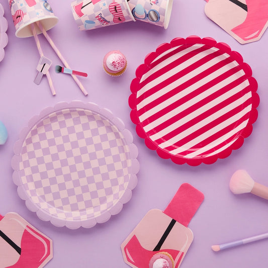 Checkerboard and Striped Paper Plates