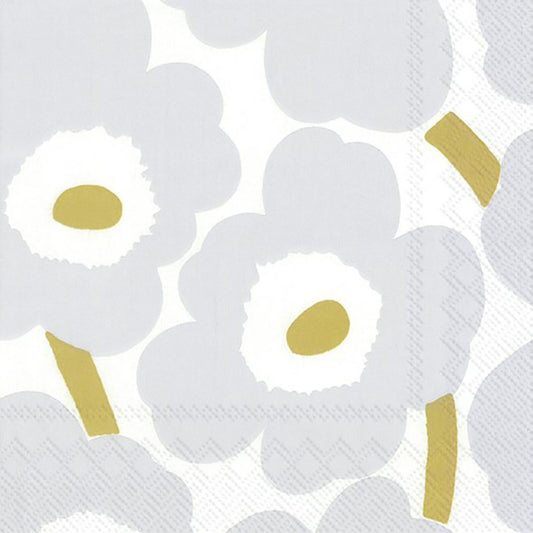 Unikko White Silver Flower Napkins