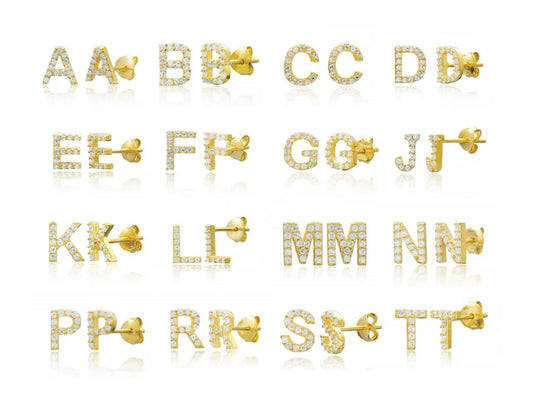 Initial Letter Stud Earrings