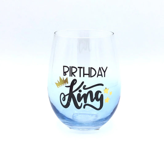 Birthday King Wine Glass