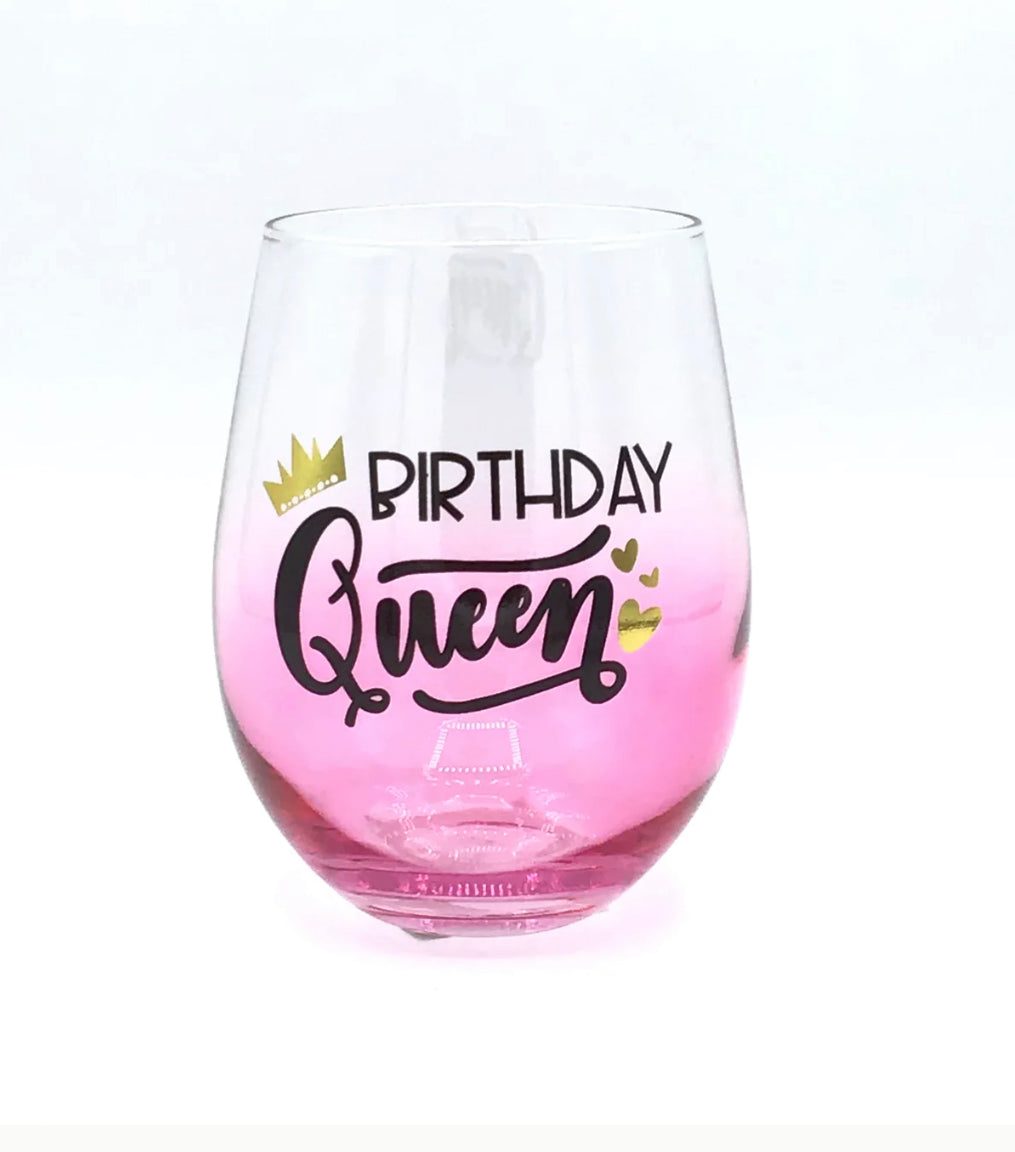 Birthday Queen Wine Glass
