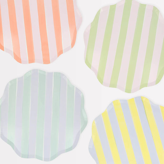Assorted Stripe Dessert Plates