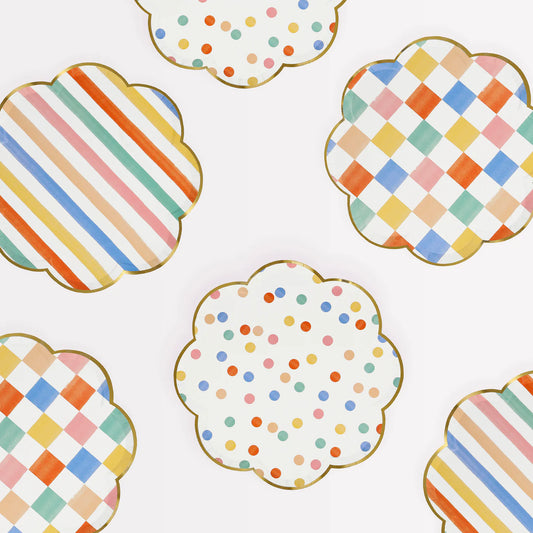 Assorted Colourful Pattern Paper Plates