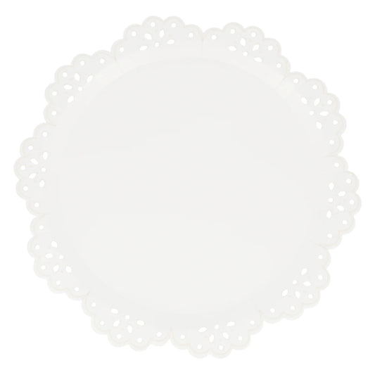 Broderie Anglaise Lace White Dinner Plates