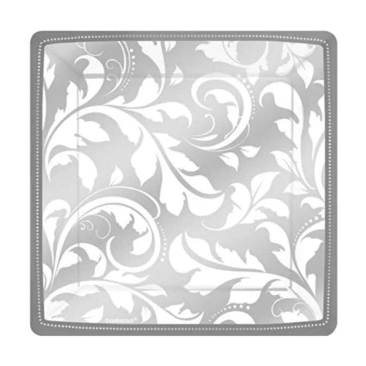 Silver Elegant Scroll Dessert Plate