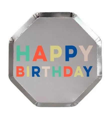Metallic Happy Birthday Dinner Plate