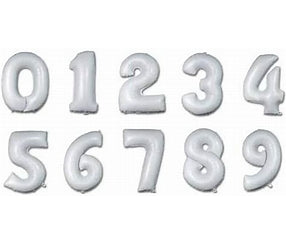 Chrome White Number Balloon